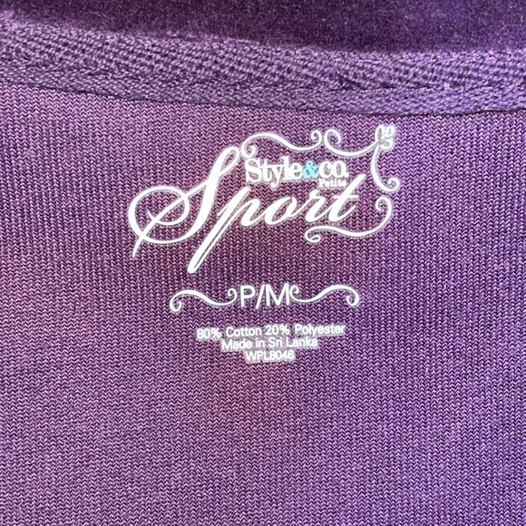 Style & Co. Royal Purple Full Zip Velour Sweat Jacket Sz. MP - Picture 8 of 15
